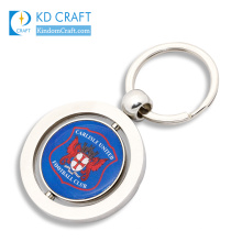 Supply custom zinc alloy printing epoxy branded promotional sports club team souvenir metal spinning keychain